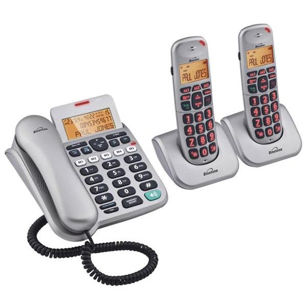 Binatone Speakeasy 3865 Corded & Twin Cordless DECT Phones - With ...